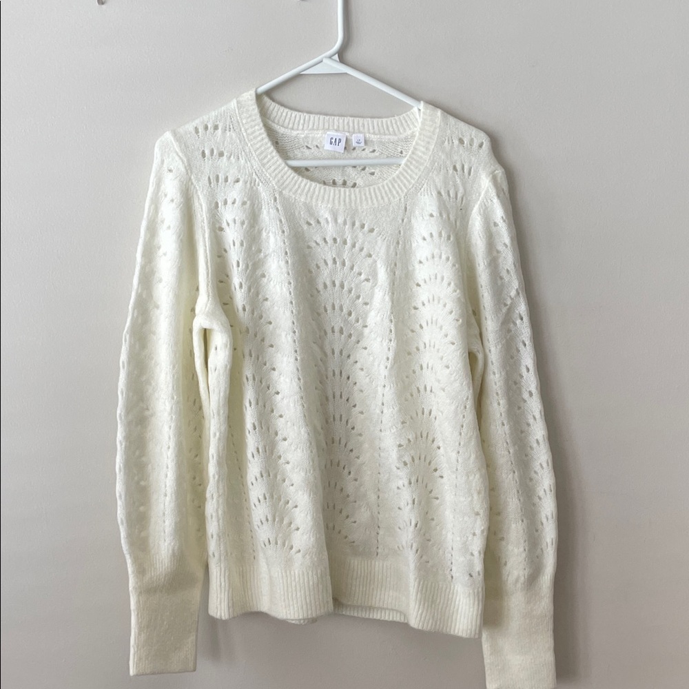 GAP Cream Textured Crew Neck Sweater